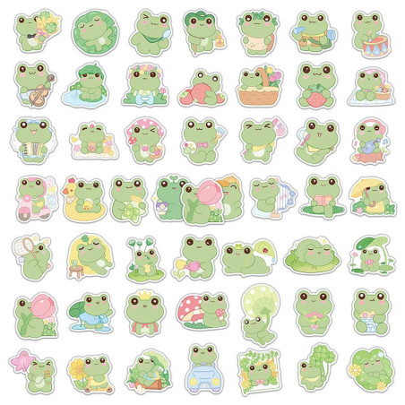 Pegatinas de Rana Kawaii | Pack de 50 Stickers Zen y Bonitos