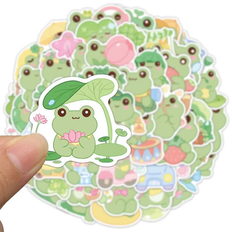 Pegatinas de Rana Kawaii | Pack de 50 Stickers Zen y Bonitos
