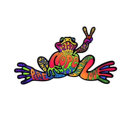 Sticker Rana Peace & Love ✌️ – 15 x 10,5 cm – Arcoíris Positivo