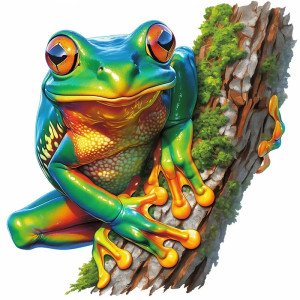 Pegatina Rana Tropical – Sticker Realista Arcoíris – 5 Tamaños