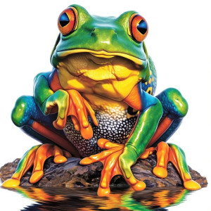 Pegatina Rana Tropical – Sticker Realista Arcoíris – 5 Tamaños