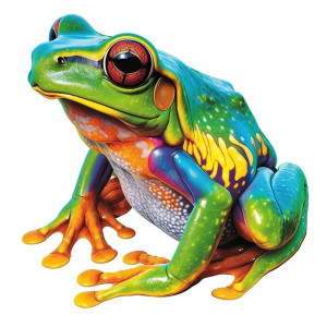 Pegatina Rana Tropical – Sticker Realista Arcoíris – 5 Tamaños