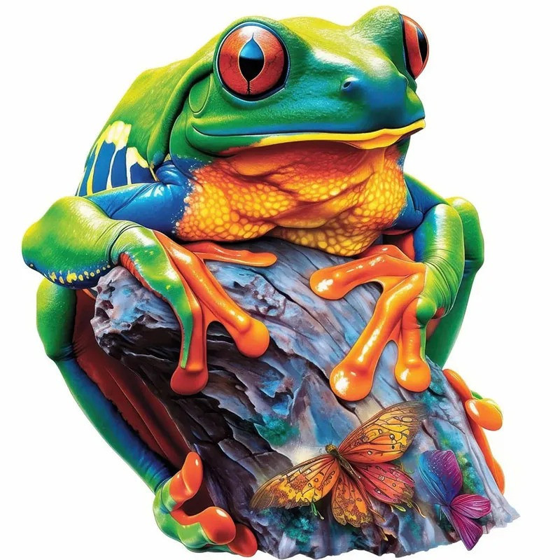 Sticker Rana y Mariposa Mística | Pegatina Mágica Tropical