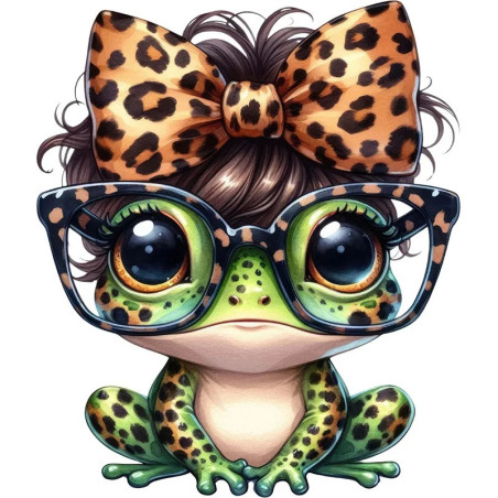 Pegatina Rana Rizos Pop – Sticker Leopardo Divertido (5 Tamaños)