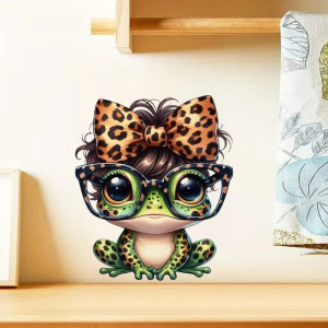 Pegatina Rana Rizos Pop – Sticker Leopardo Divertido (5 Tamaños)