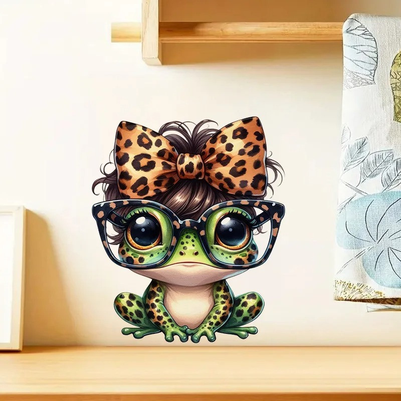 Pegatina Rana Rizos Pop – Sticker Leopardo Divertido (5 Tamaños)