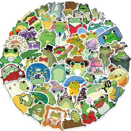 Stickers Rana Cosmo Pop – Pack 50 Pegatinas Kawaii Coloridas