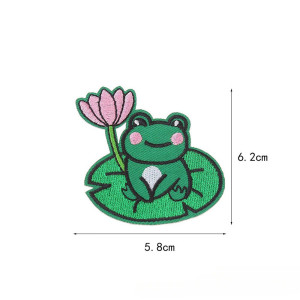 Parche Termoadhesivo Rana con Flor – Bordado Nenúfar 6,2 cm