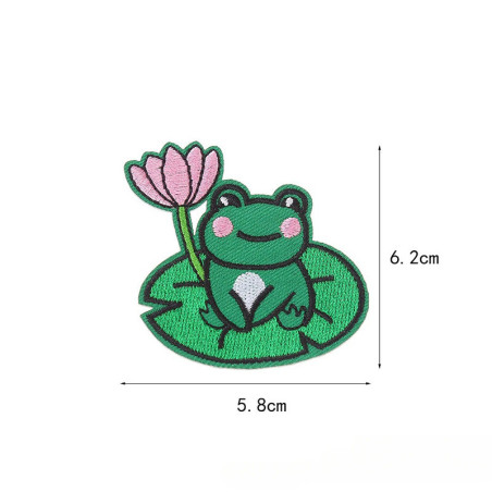 Parche Termoadhesivo Rana con Flor – Bordado Nenúfar 6,2 cm