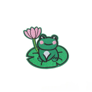 Parche Termoadhesivo Rana con Flor – Bordado Nenúfar 6,2 cm