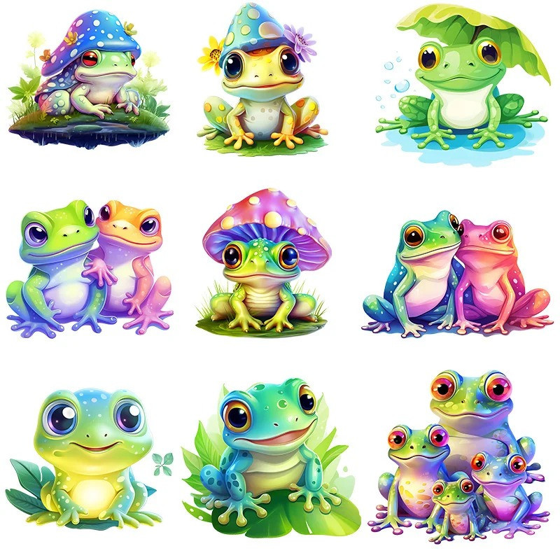 Parches Ranas Mágicas x9 – Termoadhesivos de Colores Vivos