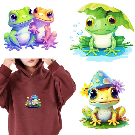 Parches Ranas Mágicas x9 – Termoadhesivos de Colores Vivos