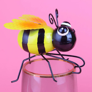 Decoración Jardín Abeja Divertida – Adorno de Metal Original