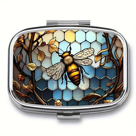 Pastillero Abeja Vidriera Encantada – Estuche de Viaje Bonito