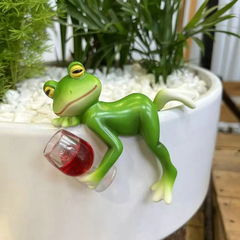 Figurita Rana con Copa de Vino – Decoración Divertida & Original