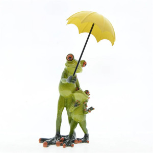 Figura Familia de Ranas con Paraguas | Decoración Bonita