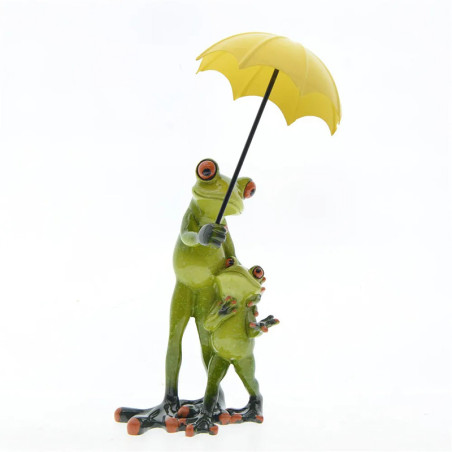 Figura Familia de Ranas con Paraguas | Decoración Bonita