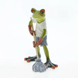 Figura de Rana Limpiando | Decoración Original y Divertida