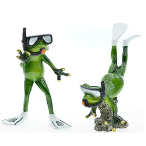 Figura Rana Buceadora – Dúo Decorativo Original y Acuático