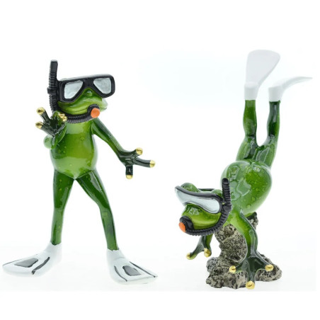 Figura Rana Buceadora – Dúo Decorativo Original y Acuático