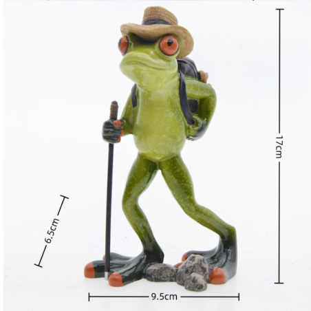 Figura Rana Senderista – Decoración Naturaleza & Aventura Original