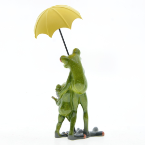 Figura Familia de Ranas con Paraguas | Decoración Bonita