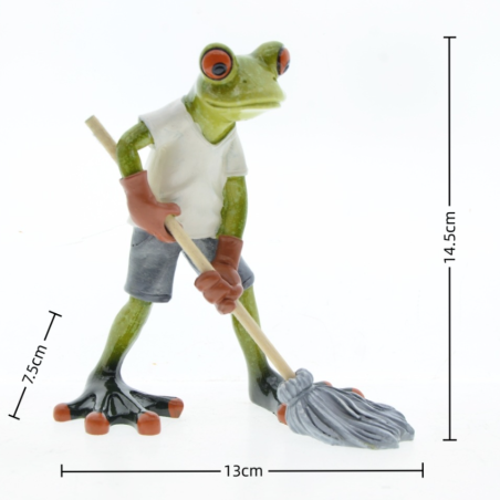 Figura de Rana Limpiando | Decoración Original y Divertida