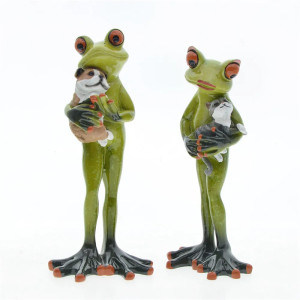Figuras de Ranas con Perro & Gato | Decoración Original y Bonita