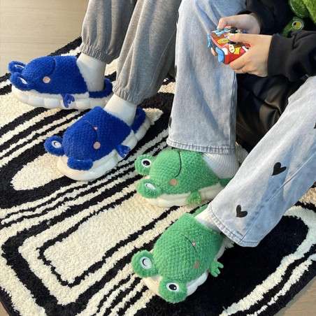 Pantuflas de Rana Croac-Adorables | Zapatillas Divertidas
