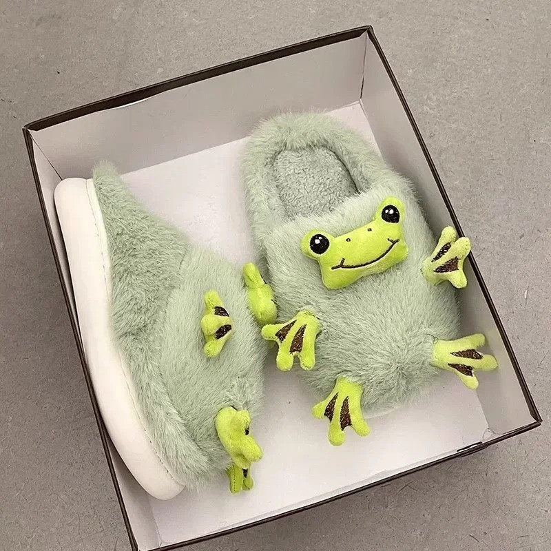 Pantuflas de Ranita Suave – Zapatillas de Peluche 3D Rana
