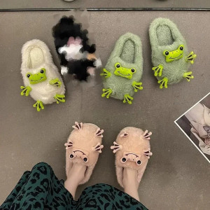 Pantuflas de Ranita Suave – Zapatillas de Peluche 3D Rana