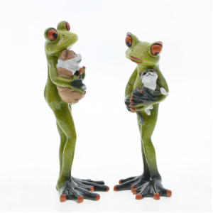 Figuras de Ranas con Perro & Gato | Decoración Original y Bonita