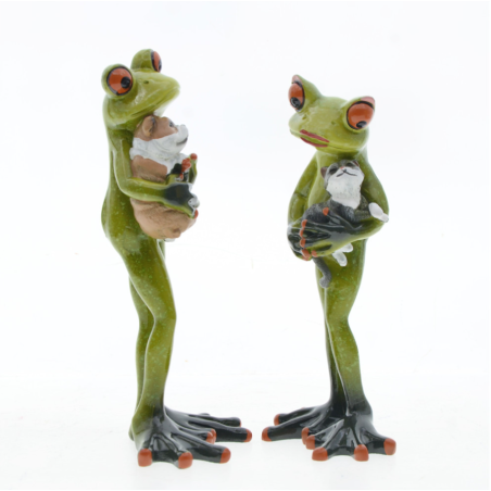 Figuras de Ranas con Perro & Gato | Decoración Original y Bonita