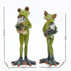Figuras de Ranas con Perro & Gato | Decoración Original y Bonita