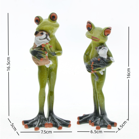 Figuras de Ranas con Perro & Gato | Decoración Original y Bonita