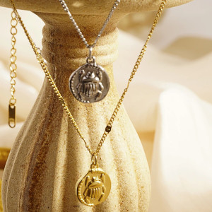 Collar Escarabajo Sol – Acero Inoxidable Oro o Plata