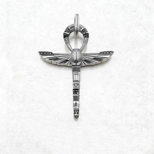 Colgante Ankh Escarabajo – Plata 925 | Talismán Egipcio