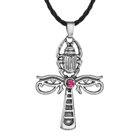Colgante Escarabajo Ankh y Ojo de Horus – Cruz Egipcia Mística