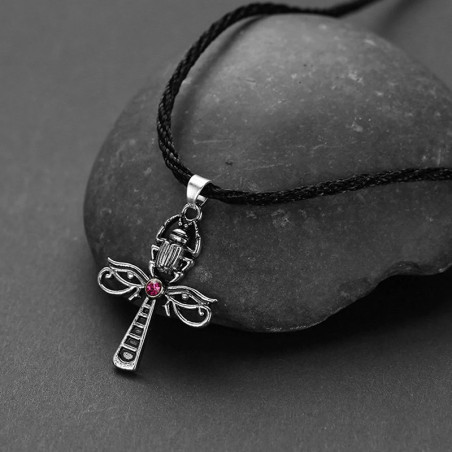 Colgante Escarabajo Ankh y Ojo de Horus – Cruz Egipcia Mística