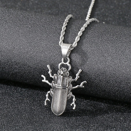 Collar Escarabajo Plata Bruta | Joya Minimalista y Simbólica
