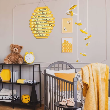 Decoración de Pared Abeja "Reglas de la Colmena" | Panel de Madera