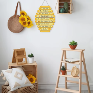 Decoración de Pared Abeja "Reglas de la Colmena" | Panel de Madera