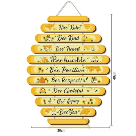 Decoración de Pared Abeja "Reglas de la Colmena" | Panel de Madera
