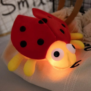 Luz de Noche Mariquita LED – Peluche Luminoso Suave y Relajante