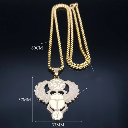 Collar Escarabajo Ankh | Colgante Egipcio de Acero Inoxidable