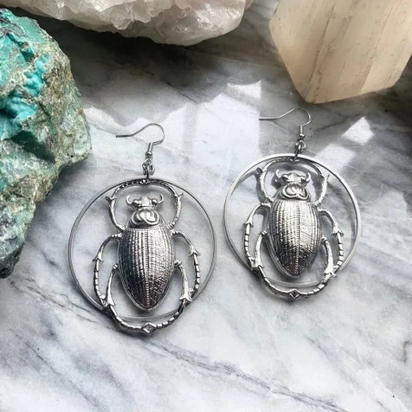 Pendientes Escarabajo de Plata | Amuleto Protector y Místico