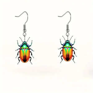 Pendientes Escarabajo Arcoíris Tropical | Look Exótico Único