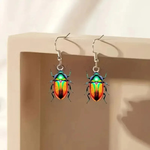 Pendientes Escarabajo Arcoíris Tropical | Look Exótico Único