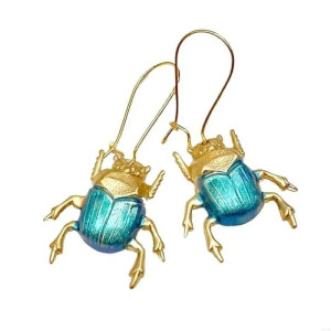 Pendientes Escarabajo Azul Antiguo – Talismán Único y Original
