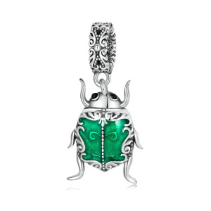 Charm Escarabajo Esmeralda Plata 925 – Talismán Original